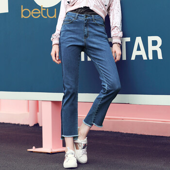 百圖（betu） 低腰 直筒褲 女 九分褲 牛仔褲