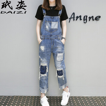 玳姿（DAIZI） 中腰 背帶褲 女 九分褲 牛仔褲