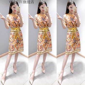 歐麥圖（OVMATTU）  拼接，褶皺，印花，蝴蝶結 連衣裙