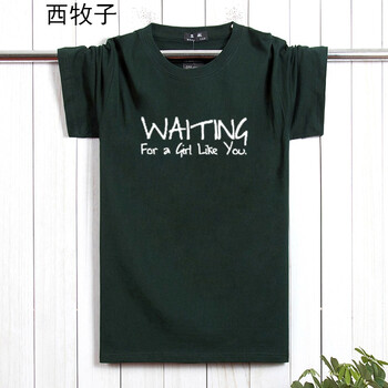 西牧子 長(zhǎng)袖 男士T恤 短袖哇塞墨綠色 L