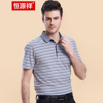 恒源祥 短袖 男士T恤 中灰 847104 S，XL，L，M，XXL，XXXL