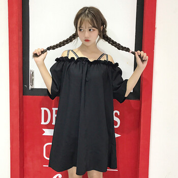 西牧子 純色 木耳 連衣裙