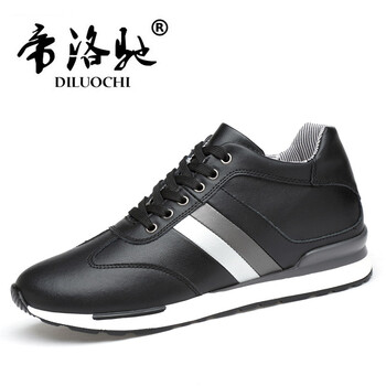 帝洛馳（DILUOCHI）男士黑色 全皮面增高鞋 37