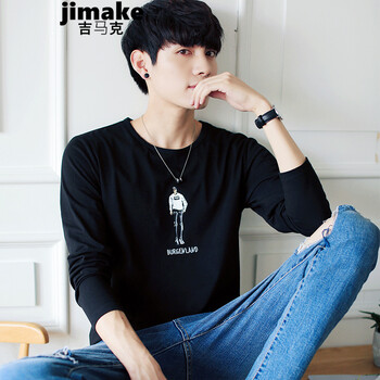 吉馬克（jimake） 長(zhǎng)袖 男士T恤 黑色 XL，L，M，XXXL，XXL