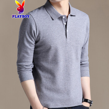 花花公子（PLAYBOY） 長袖 男士T恤 【28166灰色】 S，XL，L，XXL，XXXL，M