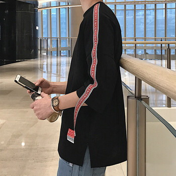C2潮朝(C2 chao chao) 七分袖 男士T恤 929織帶黑色 