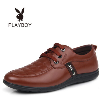 花花公子（PLAYBOY）男士棕色單鞋 38