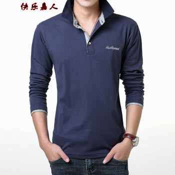 快樂(lè)嘉人 長(zhǎng)袖 男士T恤 寶藍(lán)灰色 XL，L，XXXL，XXL，M