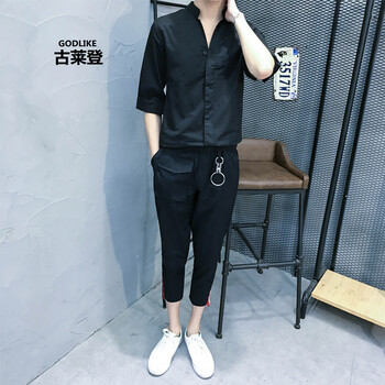 古萊登（GODLIKE） 五分袖 男士T恤 黑色 XL，L，XXXL，XXL，M