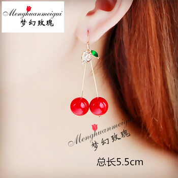 夢(mèng)幻玫瑰（Menghuanmeigui）淑女紅925銀針 1054 T紅珠前后戴 1合金鍍銀鍍金
