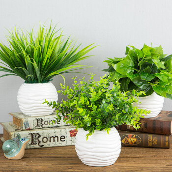 2,如一花开 仿真盆栽植物套装 绿植盆景 办公室书房装饰品餐桌