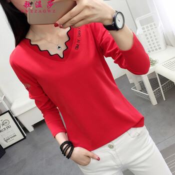 歌溫莎（GWEZAGWZ） 鏤空 短袖 T恤 女 V領(lǐng)