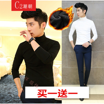 C2潮朝 長(zhǎng)袖 男士T恤 加絨高領(lǐng) 黑送 加絨高領(lǐng) 白 XL，L，M，XXL