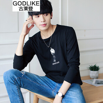 古萊登（GODLIKE） 長袖 男士T恤 6816黑色 