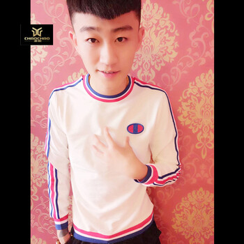 C2潮朝(C2 chao chao) 長袖 男士T恤 白色 XL，L，XXXL，XXL，M