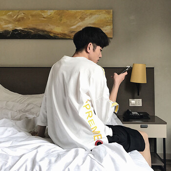 C2潮朝(C2 chao chao) 七分袖 男士T恤 929織帶白色 