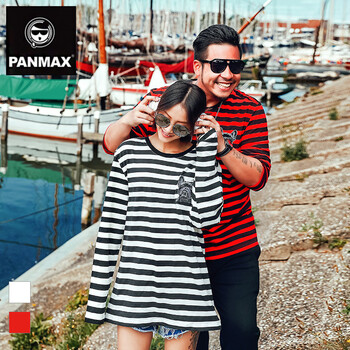 潘·麥克斯（PANMAX） 長袖 男士T恤 黑紅條紋 XXL