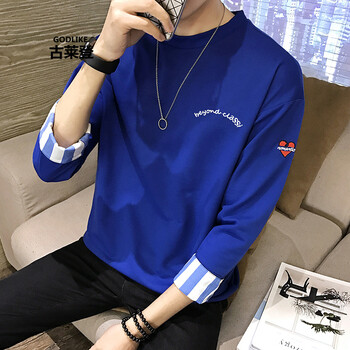 古萊登（GODLIKE） 長袖 男士T恤 藍(lán)色 XL，L，XXL，M，XXXL