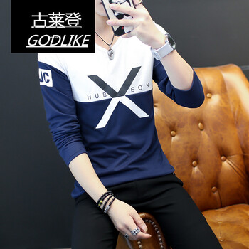 古萊登（GODLIKE） 長袖 男士T恤 藏青色 XL，L，XXL，M，XXXL