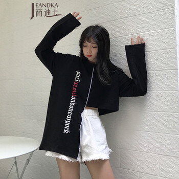 簡(jiǎn)迪卡 不對(duì)稱 短袖 T恤 女 圓領(lǐng)