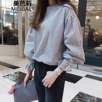 美芭莉（MEIBALI） 條紋 短袖 T恤 女 圓領(lǐng)