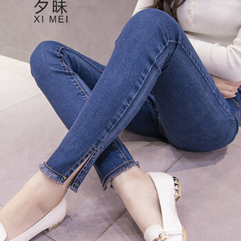 夕昧 高腰  女 長(zhǎng)褲 牛仔褲