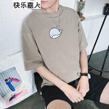 快樂(lè)嘉人 五分袖 男士T恤 鯨魚灰色 S，XL，L，XXL，M