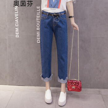 奧茵芬 高腰  女 九分褲 牛仔褲