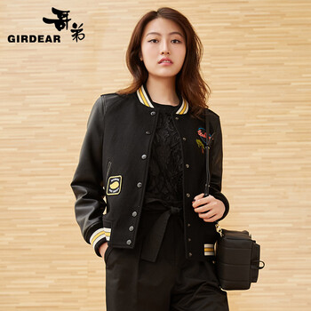 哥弟（GIRDEAR） 立領(lǐng) 長袖 女 短外套 貼布