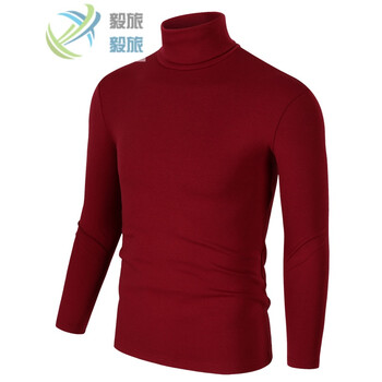 毅旅 長(zhǎng)袖 男士T恤 暗紅色 