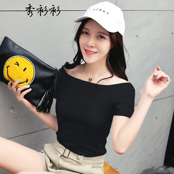 秀衫衫 露肩 短袖 T恤 女 一字領(lǐng)