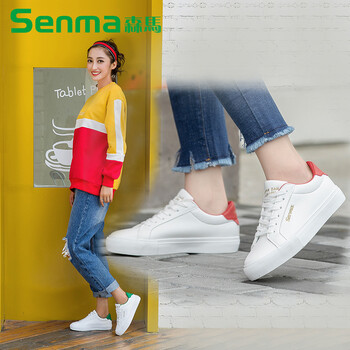 森馬（SENMA）男士女鞋-白紅色 38