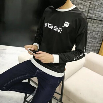 C2潮潮（C2 CHAOCHAO） 長袖 男士T恤 英文黑色 
