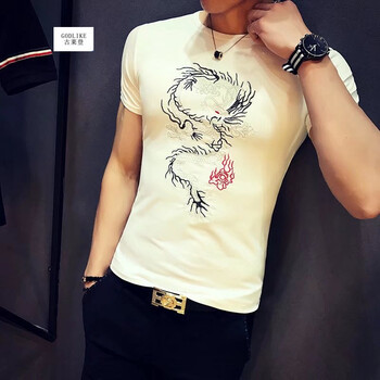 古萊登（GODLIKE） 短袖 男士T恤 龍白色 XL，L，M，XXL