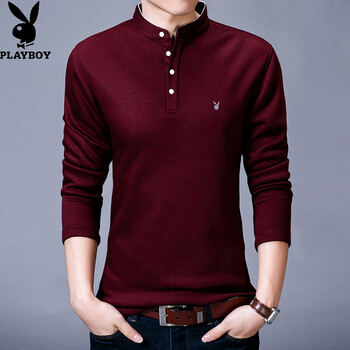 花花公子（PLAYBOY） 長袖 男士T恤 紅色 XL，L，XXXL，M，XXL