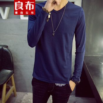 良布 長(zhǎng)袖 男士T恤 藏青色 
