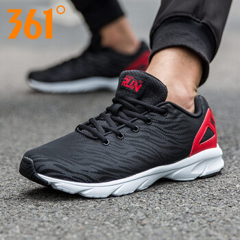 361度跑步鞋烏黑色/F1紅 42