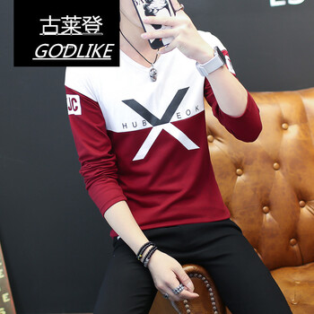 古萊登（GODLIKE） 長袖 男士T恤 酒紅色 XL，L，XXL，XXXL，M