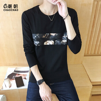 C2潮朝（C2CHAOCHAO） 長(zhǎng)袖 男士T恤 黑色 XL，L，M，XXL，XXXL