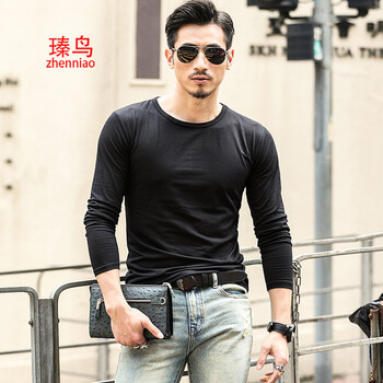 瑧鳥(niǎo) 長(zhǎng)袖 男士T恤 黑色 