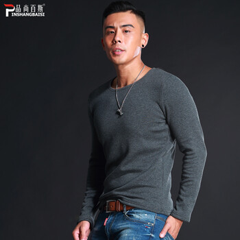品尚百斯（PINSHANGBAISI） 長(zhǎng)袖 男士T恤 深灰色 