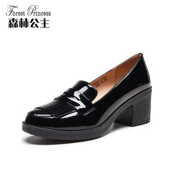 森林公主女鞋2017秋冬新款牛皮简约系带休闲