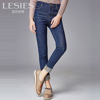 LESIES  直筒褲 女 長褲 牛仔褲