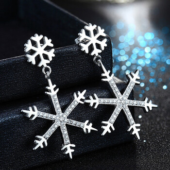 純銀雪花耳釘