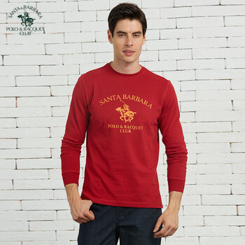 圣大保羅（POLO&RACQUET CLUB） 長(zhǎng)袖 男士T恤 紅色F5 