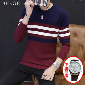 BE&GE 長(cháng)袖 男士T恤 酒紅色 XL，L，M，XXXL，XXL