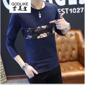 古萊登（GODLIKE） 長袖 男士T恤 T522高品質(zhì)長袖藏青色 