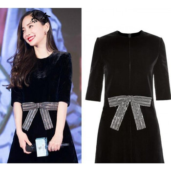 慕舍（mushe） 純色 鑲鉆 連衣裙