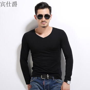 賓仕爵 長袖 男士T恤 黑色k85068# XL，L，XXXL，XXL，M，加大