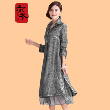 亦朵 大花，純色 開(kāi)衩 連衣裙